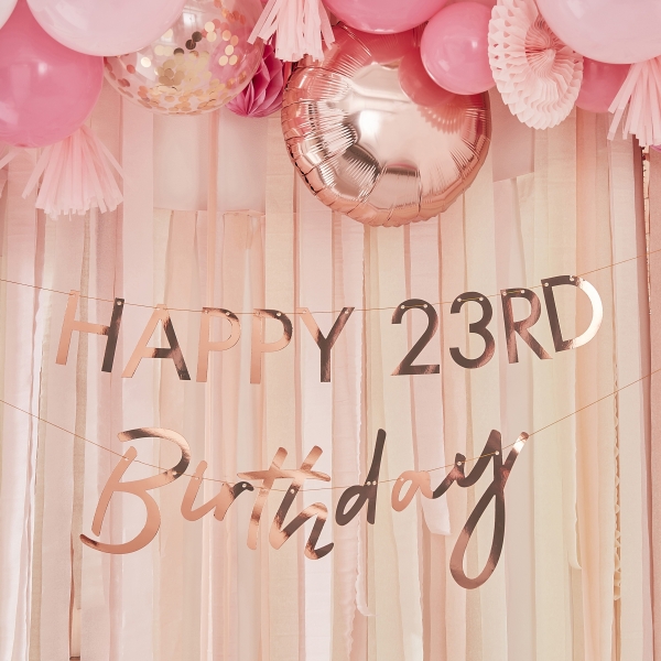 Girlande - Happy Birthday mit Zahlen - Rosé Gold